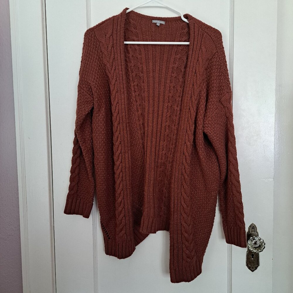 Burnt Orange Cable Knit Cardigan Charlotte Russe M/L Women's Sweater GUC